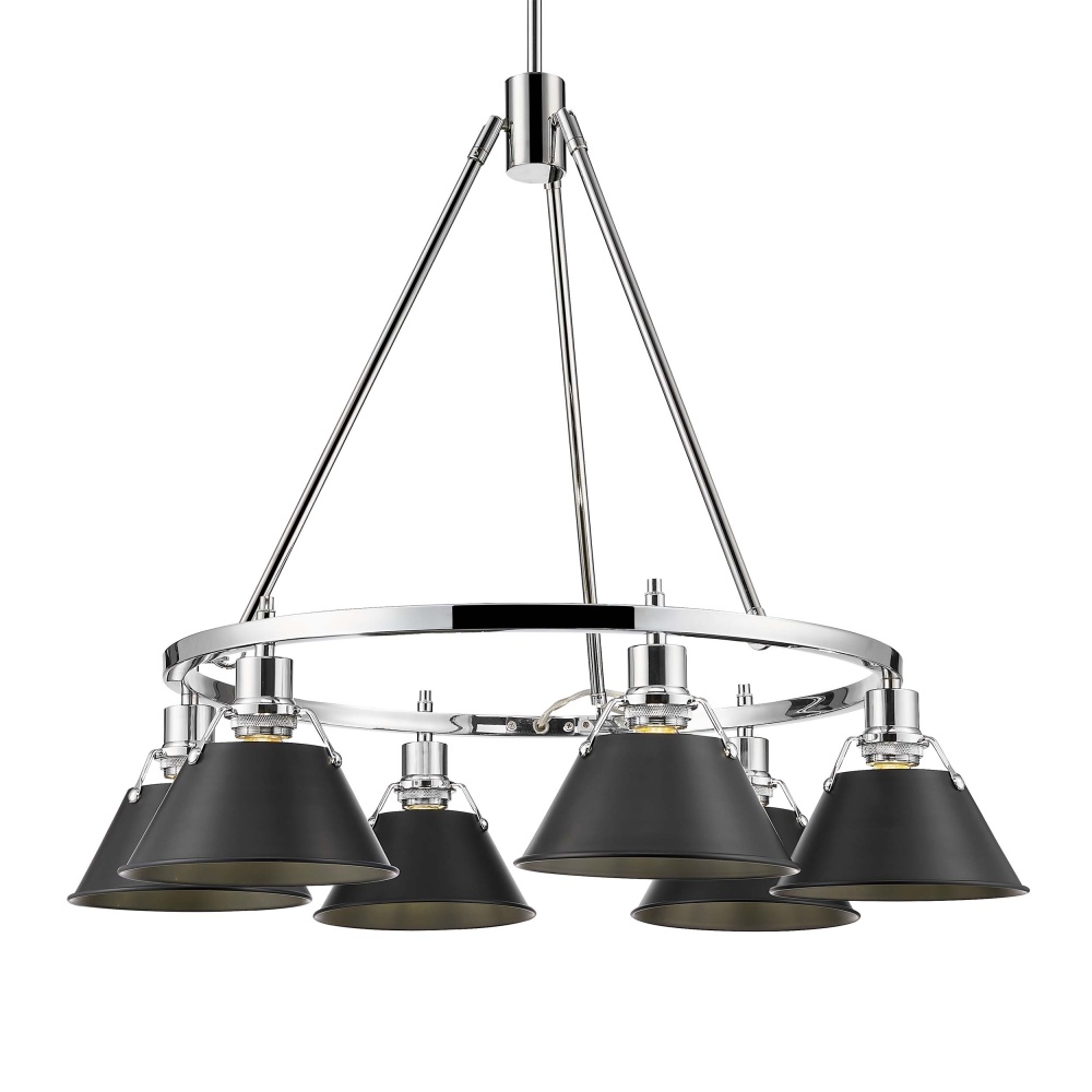 Yep by Golden Lighting Orwell 6-light Chandelier in Chrome and Matte Black shade